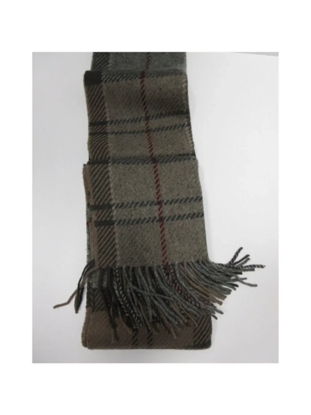 Barbour Scarf OS Lambswool Cashmere Dress Tartan Plaid Fringe NEW